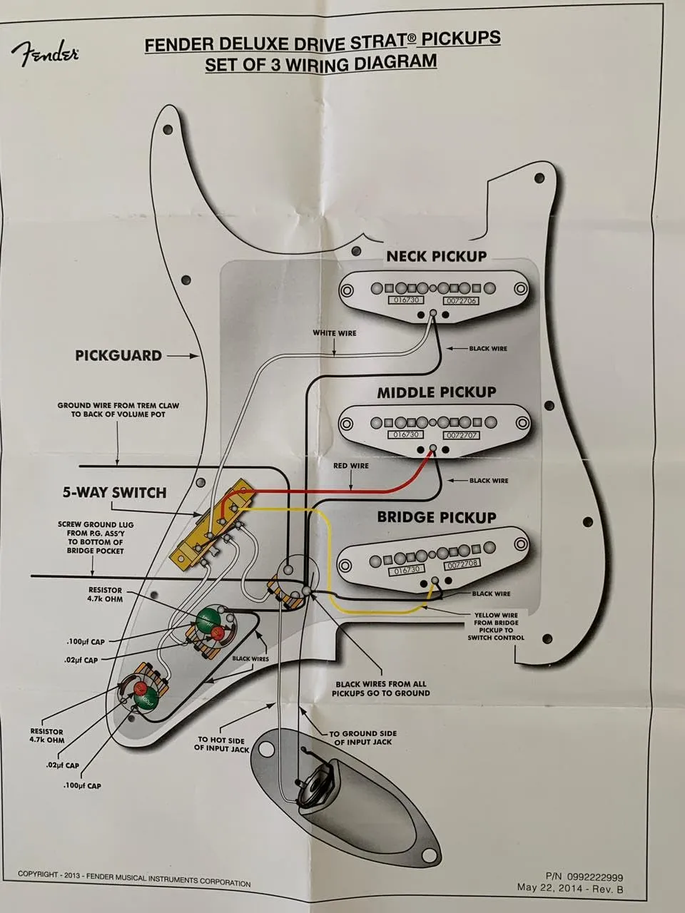 Fender Deluxe Drive Strat Pickup Single Coil Set 3 Pezzi Alto Output
